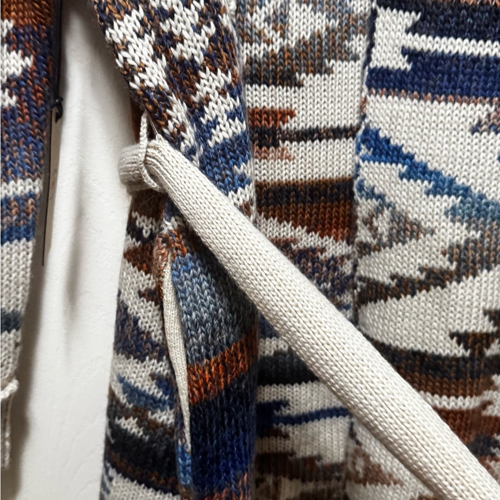 Idyllwind Multicolor Knit Open-Front Cardigan - Blue, Brown, Cream - Picture 7 of 13